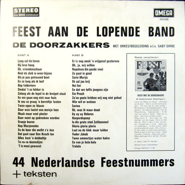 Doorzakkers - Feest Aan De Lopende Band (LP) 40550 Vinyl LP Goede Staat