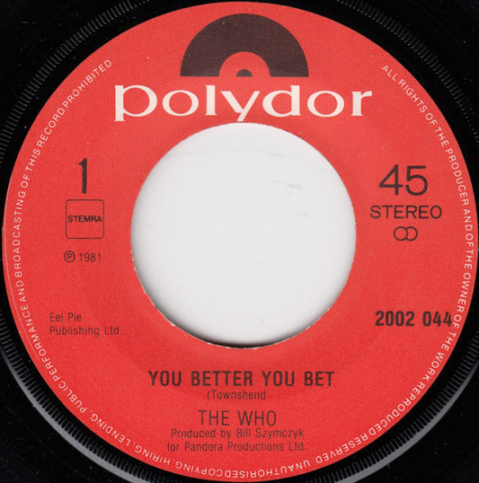 Who - You Better You Bet 39287 Vinyl Singles Hoes: Generic