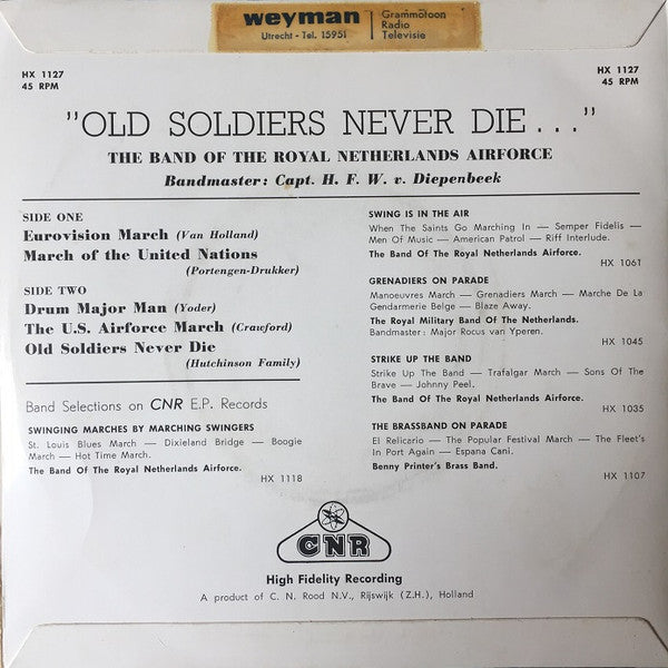 Kapel Van De Koninklijke Luchtmacht - Old Soldiers Never Die (EP) 38904 Vinyl Singles Goede Staat