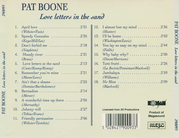 Pat Boone - Love Letters In The Sand (CD) Compact Disc Goede Staat