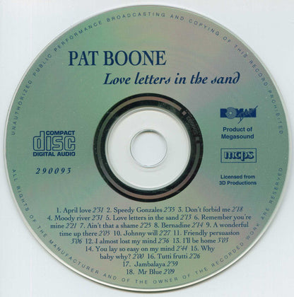 Pat Boone - Love Letters In The Sand (CD) Compact Disc Goede Staat