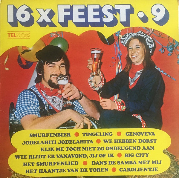 Various - 16 x Feest 9 (LP) 51401 Vinyl LP Goede Staat