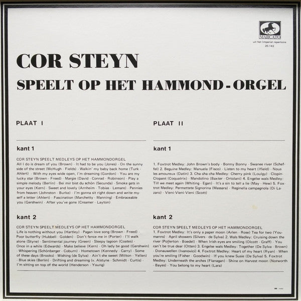 Cor Steyn - Hammond-Orgel (LP) 50643 Vinyl LP Goede Staat