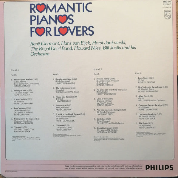 Various - Romantic Pianos For Lovers (LP) 50225 Vinyl LP Dubbel Goede Staat