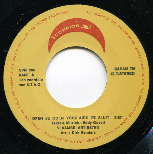 Various - Open Je Ogen, Voor Aids Ze Sluit  39189 Vinyl Singles Goede Staat