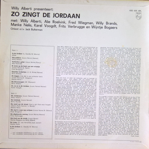 Various - Willy Alberti Presenteert: Zo Zingt De Jordaan (LP) 51306 Vinyl LP Goede Staat