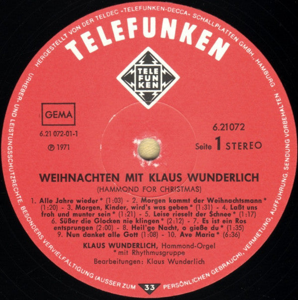 Klaus Wunderlich - Weihnachten Mit Klaus Wunderlich (LP) 41080 Vinyl LP Goede Staat