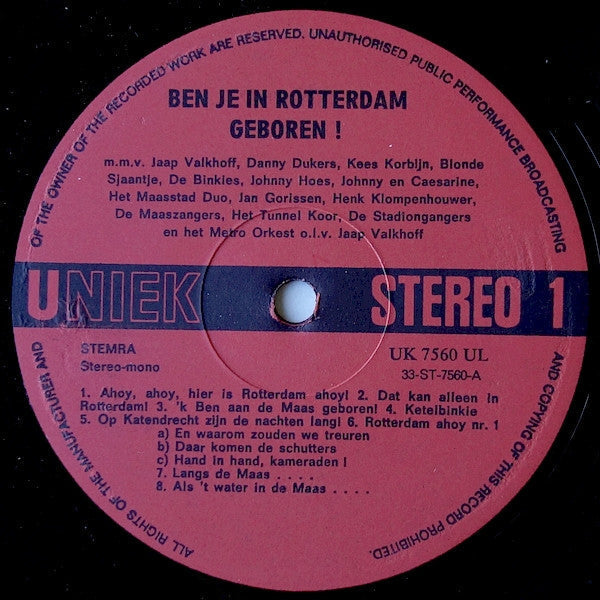 Various - Ben Je In Rotterdam Geboren (LP) 45768 Vinyl LP Goede Staat