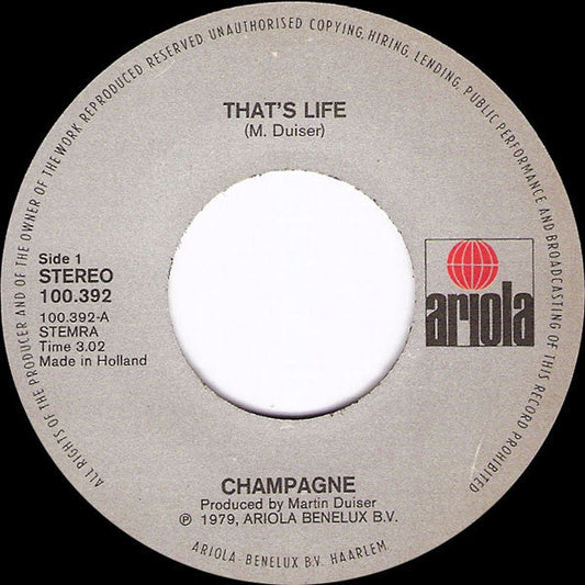 Champagne - That's Life Vinyl Singles Hoes: Generic