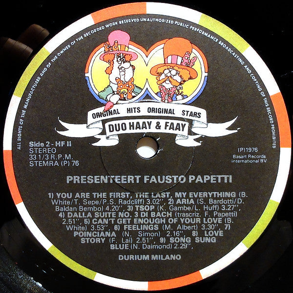 Fausto Papetti - Duo Haay & Faay Presenteert Fausto Papetti (LP) 40927 Vinyl LP Goede Staat