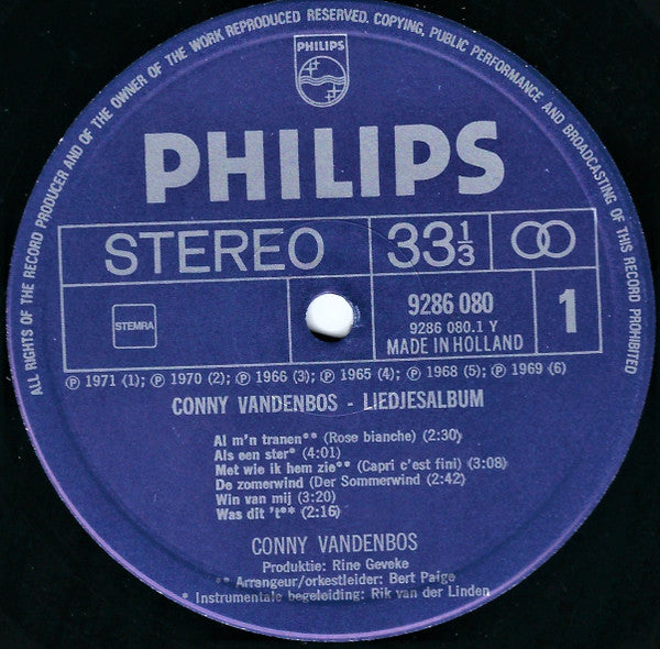 Conny Vandenbos - Liedjesalbum (1961-1971) (LP) 51400 Vinyl LP Dubbel Goede Staat