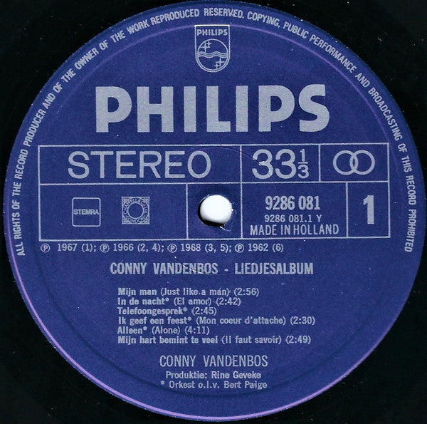 Conny Vandenbos - Liedjesalbum (1961-1971) (LP) 51400 Vinyl LP Dubbel Goede Staat