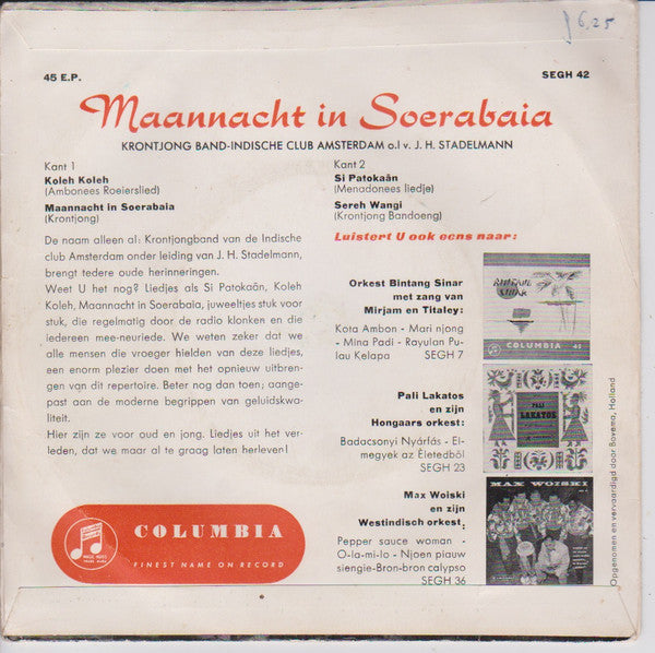 Krontjongband Indische Club Amsterdam - Maannacht in Soerabaia (EP) Vinyl Singles EP Goede Staat