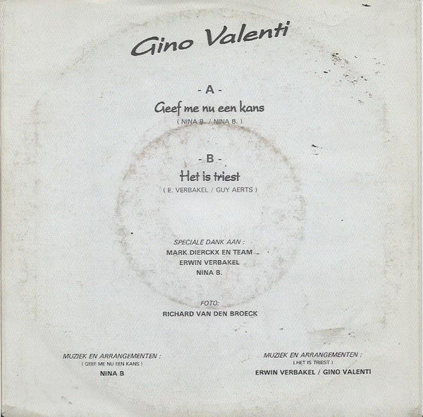 Gino Valenti - Geef Me Nu Een Kans 37144 Vinyl Singles Goede Staat