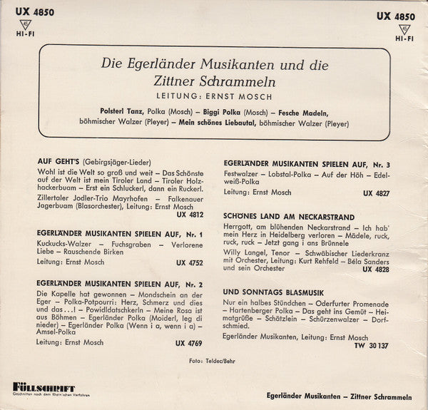 Ernst Mosch - Die Egerländer Musikanten Und Die Zittner Schrammeln Vinyl Singles EP Goede Staat