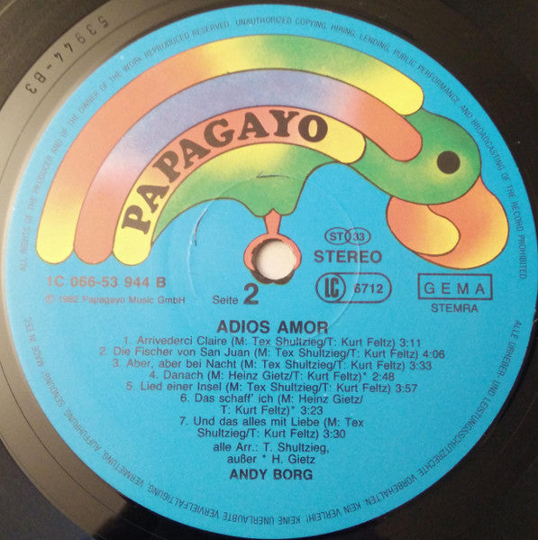 Andy Borg - Adios Amor (LP) 49918 Vinyl LP Goede Staat