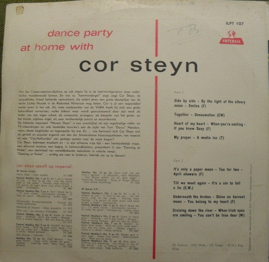 Cor Steyn - Dance Party At Home With (10") 50496 Vinyl LP 10" Goede Staat