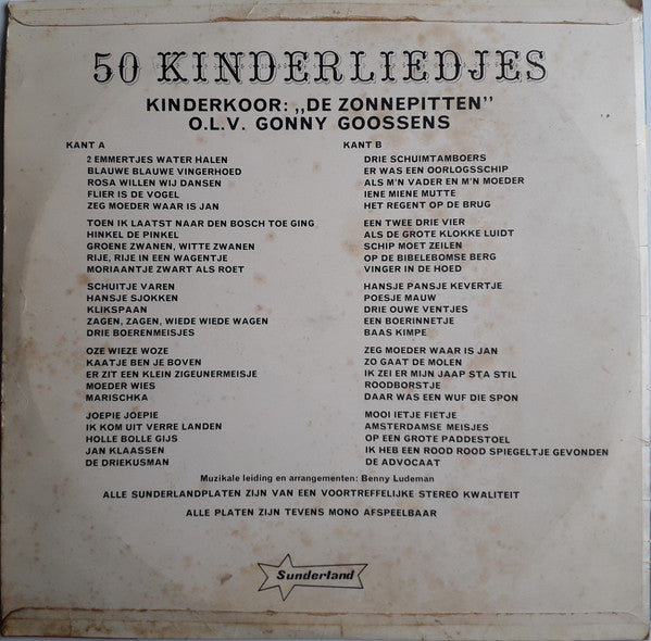 Kinderkoor De Zonnepitten - 50 Kinderliedjes (LP) 51293 Vinyl LP Goede Staat