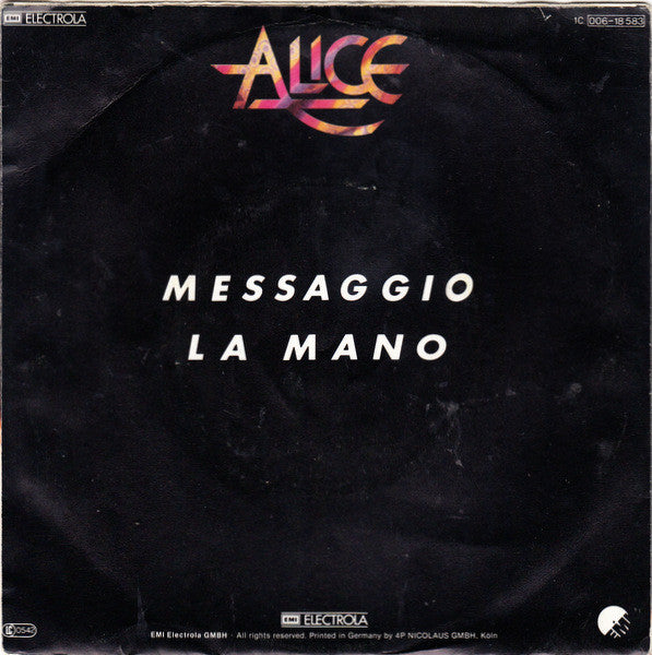 Alice - Messaggio 39328 Vinyl Singles Goede Staat