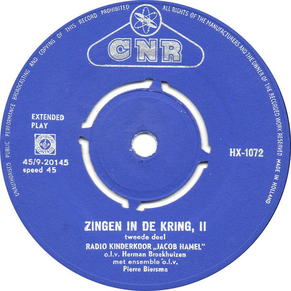 Kinderkoor Jacob Hamel - Zingen In De Kring (Deel 2) 33189 Vinyl Singles Hoes: Generic