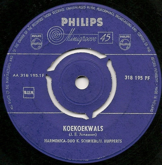 Harmonica Duo K. Schriebl / J. Hupperts - Koekoekwals 18276 Vinyl Singles Goede Staat