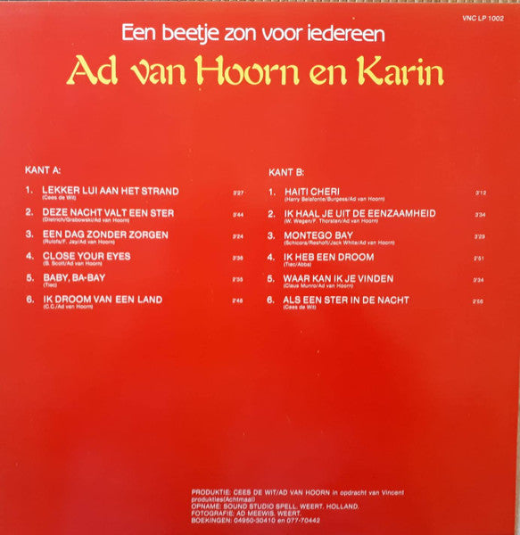 Ad & Karin - Een Beetje Zon Voor Iedereen (LP) 50336 Vinyl LP Goede Staat