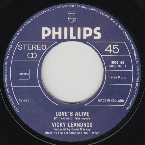 Vicky Leandros - Love's Alive 39247 Vinyl Singles Goede Staat