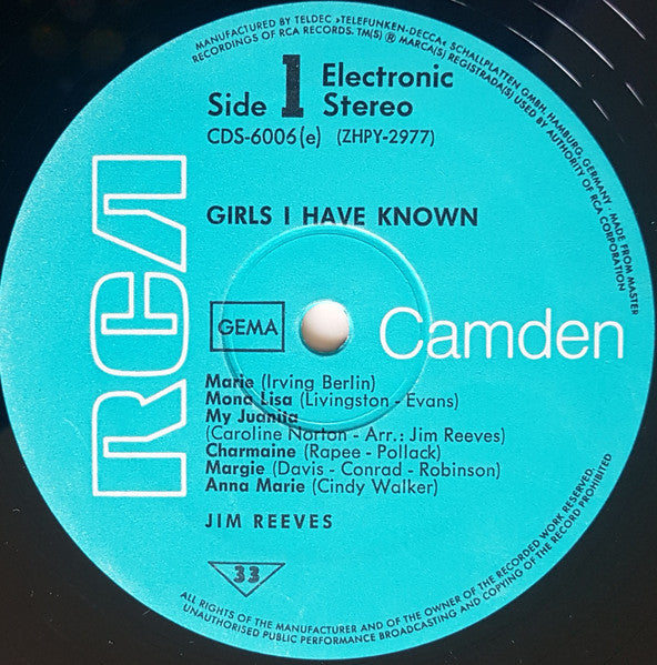 Jim Reeves - Girls I Have Known  (LP) 40652 Vinyl LP Goede Staat