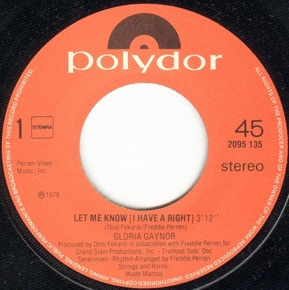 Gloria Gaynor - Let Me Know (I Have A Right) 17311 Vinyl Singles Goede Staat