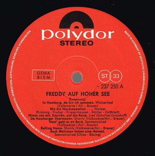 Freddy - Auf Hoher See (LP) 43689 Vinyl LP Goede Staat