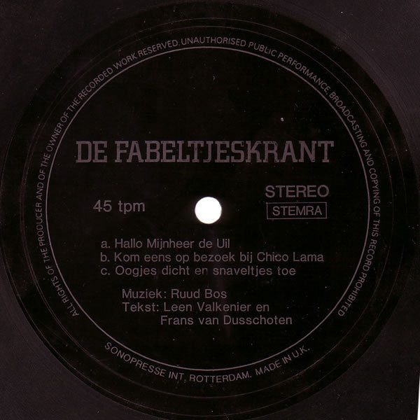 Fabeltjeskrant - De Fabeltjeskrant 35676 35677 Vinyl Singles Goede Staat