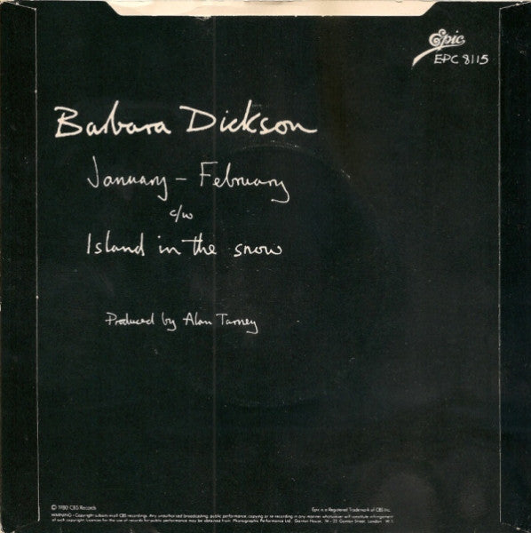 Barbara Dickson - January - February (B) Vinyl Singles B-Keus (B)