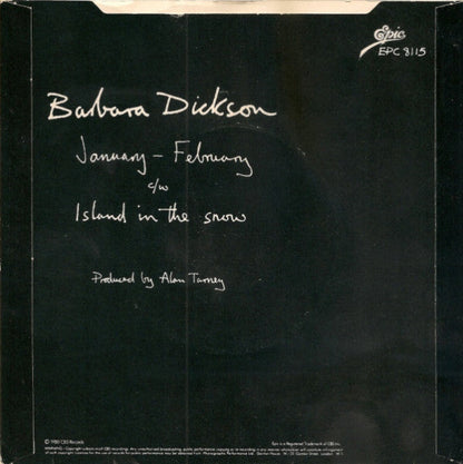 Barbara Dickson - January - February (B) Vinyl Singles B-Keus (B)