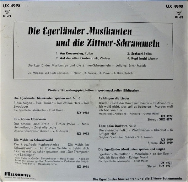 Original Egerländer Musikanten - Die Egerländer Musikanten Und Die Zittner-Schrammeln (EP) 33684 Vinyl Singles Goede Staat