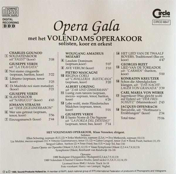 Volendams Opera Koor - Opera Gala Met Het Volendams Operakoor (CD) Compact Disc Goede Staat