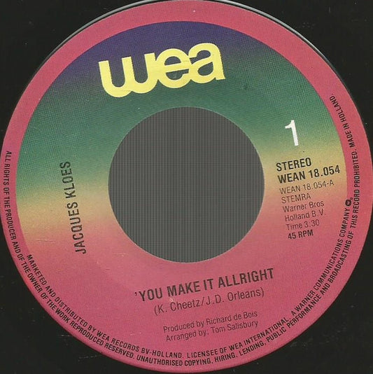 Jacques Kloes & Patricia Paay - You Make It Alricht 39269 Vinyl Singles Goede Staat