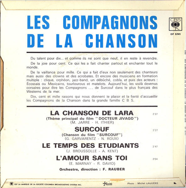 Les Compagnons De La Chanson - La Chanson De Lara (EP) 40076 Vinyl Singles EP Goede Staat