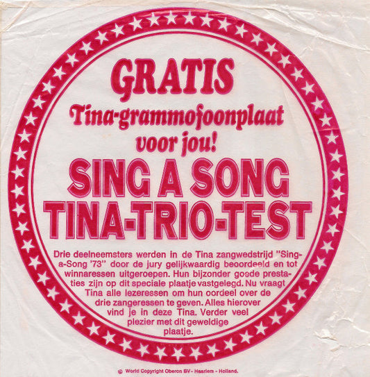 Various - Sing A Song '73 Tina-Trio-Test (Flexidisc) 34276 Flexidisc Goede Staat