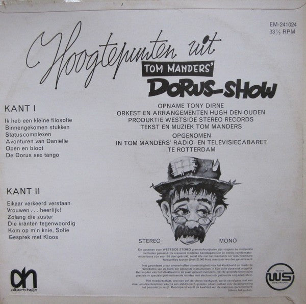 Dorus - Hoogtepunten Uit Tom Manders' Dorus Show (LP) 40742 Vinyl LP Goede Staat