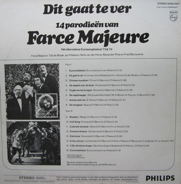 Farce Majeure - Dit Gaat Te Ver - 14 Parodieën Van Farce Majeure (LP) 50859 Vinyl LP Goede Staat