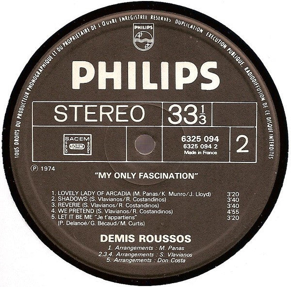 Demis Roussos - My Only Fascination (LP) 40943 Vinyl LP Goede Staat