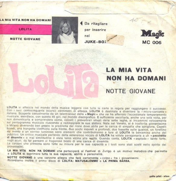 Lolita - La Mia Vita Non Ha Domani 17494 Vinyl Singles Goede Staat