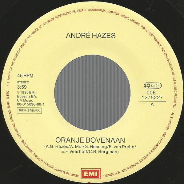 André Hazes - Oranje Bovenaan 34946 Vinyl Singles Goede Staat