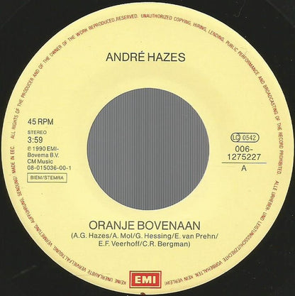 André Hazes - Oranje Bovenaan 34946 Vinyl Singles Goede Staat