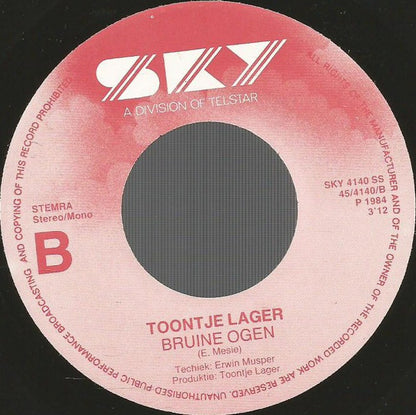 Toontje Lager - Niemand Die Het Weet 36017 Vinyl Singles Goede Staat