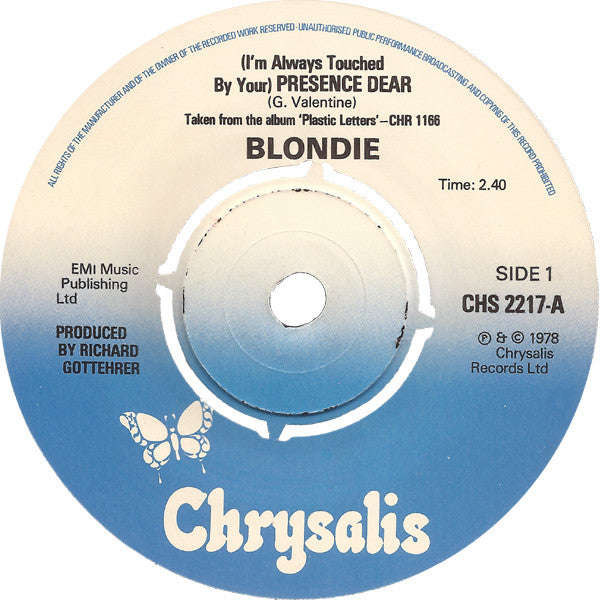 Blondie - (I'm Always Touched By Your) Presence, Dear 37798 Vinyl Singles Goede Staat