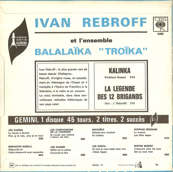 Ivan Rebroff Et Balalaika Ensemble Troika - Kalinka 18455 Vinyl Singles Goede Staat