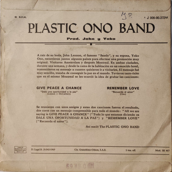 Plastic Ono Band - Give Peace A Chance 37270 Vinyl Singles Goede Staat