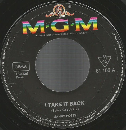 Sandy Posey - I Take It Back 35308 Vinyl Singles Goede Staat