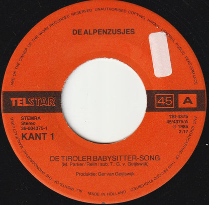 Alpenzusjes & Trio Kwatsch - De Tiroler Babysitter Song 34345 Vinyl Singles Goede Staat